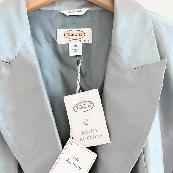 NWT Ann Taylor Petites Silk Shantung Metallic Blazer (Size 12P) - Picture 3 of 5